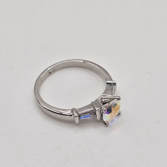 AB Rhinestone Ring 925 Silver Plated Size 8 Womens‎ Fashion Jewelry - Picture 2 of 7